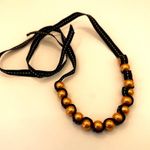 Orange beaded black ribbon necklace Photo 6