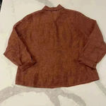 Chico's Sheer Floral Copper Brown Long Sleeve Button Up Blouse Chicos2 WomenLarge Photo 4