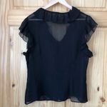 Metro 7 Cap Sleeve Sheer Ruffled Top size XL Black Photo 7