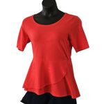 Isaac Mizrahi Live! Women’s Red Peplum Top – Size Small – Cotton Blend – NWOT Photo 4