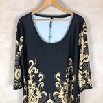 WHITE MARK 3/4 Sleeve Asymmetrical Black Printed Tunic NWT 1XL Size 1X Photo 5