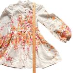 Main Strip Amy Floral Print Dress Long Sleeve Holiday Mini White Medium No Belt Photo 6