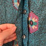 Wrangler Authentic Western Blue Aztec Print Vintage Button Down Shirt Medium Photo 4