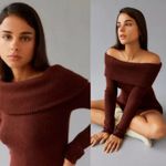 Urban Outfitters Grace Off-the-Shoulder Knit Romper in Dark Brown Large NWOT $59 Photo 10
