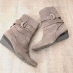 Joan & David Y2K VTG Circa Suede Wedge Boots Ankle Booties Womens 8 Buckle Strap Photo 1