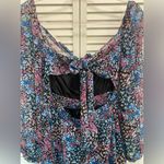 Rewind  Floral Sheer Dress Lined‎ Midi Long Sleeve Tie Back Size Medium Photo 3