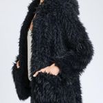 Black Faux Fur Hooded Jacket Size L Photo 2