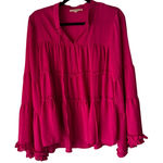 Andrée  by Unit Fuchsia Boho‎ Ruffle Tiered Peasant Blouse Size M Photo 0