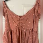 Japna  Women's Mauve Viscose V-Neck Polka Dot Ruffle Cap Sleeve Peplum Top Size M Photo 4