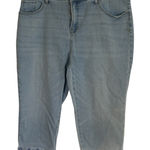 Chico's  14P So Slimming Girlfriend Slim Crop‎ Capri Light Wash Embroidered Jeans Photo 0