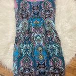 New York And Company Size 6 Women's Paisley Purple Blue Boho NY&CO Cocktail Dress Photo 8