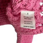 Pretty Damage Pink Crochet Bell Long Sleeve Crop Knit Boho Top Sz Small NWT Photo 6