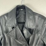 Jacqueline Ferrar Black Genuine Leather Double Breasted Lined Coat, Size Medium Photo 5