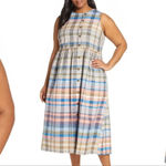 Caslon  Multicolor Nichole‎ Plaid Button Midi Dress size XXL Photo 3