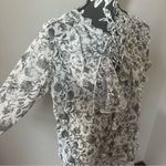 The Kooples  Women’s Ruffle shirt top blouse long sleeve floral metallic small Photo 7