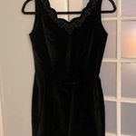Laura Ashley 90s VINTAGE Velvet Mini Dress Sz 4 LBD Embroidered Scallop Neckline Photo 0