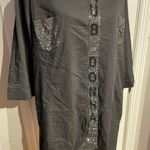 Club Donna Dress Shirt Unisex Button-Front Oversized Embellished Crystal Rhinestone Beads Tunic Camisole Whimsygoth Coastal Western Bling Bling 3/4 sleeves Shiny Photo 1