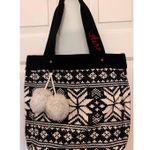 Aeropostale  Tote‎ Bag with Silver White Pom Pom's 12" Tall x 16" Wide Photo 0