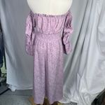 Vestique Purple Floral Off Shoulder Midi Dress Size L Ruffle Sleeves Smocked Photo 8