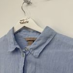 H&M  Blue Linen Button Up Top Classic Size US 12 Business Casual Photo 4