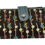 Fossil  Brown Colorful Foliage Leaves Bifold Snap Closure Leather Wallet Photo 0