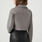 Forever 21  Gray Faux Leather Cropped Crop Bomber Zip Up Jacket Photo 2