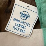 Trader Joe's pastel mini canvas reusable mint green tote bag NEW with tags Photo 3