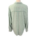 Universal Threads Universal Thread Women's White Green Stripe Linen Blend Button Up Shirt Sz M Photo 2