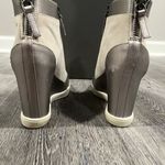 Saks 5th Avenue Gray for Saks Fifth Avenue Suede Leather Metallic Lace Up Wedge Booties sz 6.5 Photo 2