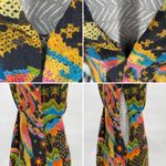 Farm Rio Dress Macaw Island Tropical Cross Stitch Print Long Sleeve Flowy Maxi S Photo 4