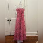 Jovani NEW  floral strapless maxi gown in pink- rare color Photo 2