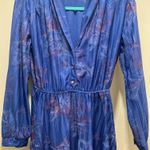 VTG JF Blue Floral Collared Fit & Flare Pleated Dress With Mid Photo 3
