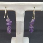 Sterling Silver Amethyst Chip Dangling Earrings Purple Photo 3