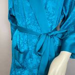 Victoria's Secret Vintage Robe Gold Label Women Floral Blue Teal Sz Small Lounge Photo 5