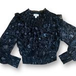 Allison New York black smocked sheer sleeve blouse top size Medium Photo 0