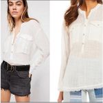 Free People  Talk to Me Lightweight Gauzy Button Down in Ivory Size Small Photo 1