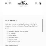 O'Neill NWT O’Neill JONIE ESME PANTS size medium floral Trousers comfortable Photo 2