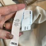 ASOS DESIGN color block satin midi dress with chiffon bodice detail in stone Photo 4