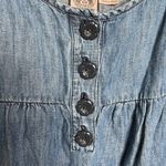 Juicy Couture  Blue Denim Embroidered Floral Buttons Mini Dress Size 4 Photo 1