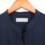 Everlane Navy Blue Collarless Short Sleeve Cotton Shirt Dress Shirtdress 8 Photo 3