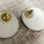 Vintage Purple Navy Gold Round Statement Earrings 80s Geometric Jewelry Blue Photo 5