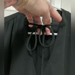 Veronica M  Black Faux Wrap Surplice Long Sleeve Blouse Photo 4