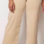 Spanx Stretch Twill Cropped Khaki Wide Leg Pant Size Medium Tan Photo 0