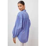 Rails  Oversized Blouse Shirt Lilac Pink Stripe Button Up Balloon Sleeve, Size L Photo 2