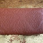 Wristlet Wallet Faux Leather Brown Zipper Closure Photo 1
