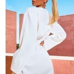 Pretty Little Thing White Muslin Drape Detail Plunge Neckline Dress Size 14 XL Photo 8