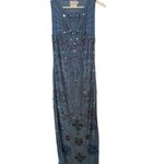 ASOS Blue Pink Beaded Mirror Embroidered Sleeveless Special Occasion Maxi Dress Size XS Photo 4