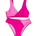SheIn 2-Piece Pink Colorblock Swimsuit Set Photo 2