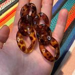 tortoise shell acrylic chain link dangle earrings Brown Photo 2