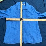 kim rogers  Linen Blue Long Sleeve Button Down Shirt Photo 6